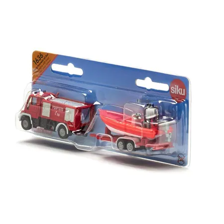 SIKU 1636001 Unimog Feuerwehr mit Boot