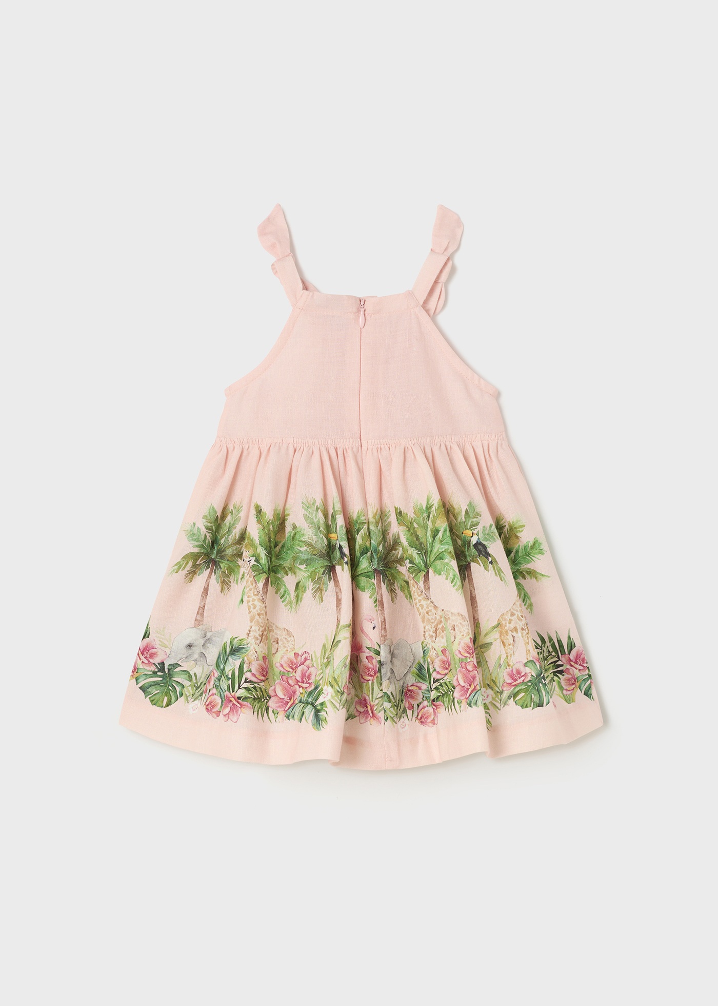 Vestido de saia estampada de linho para bebê