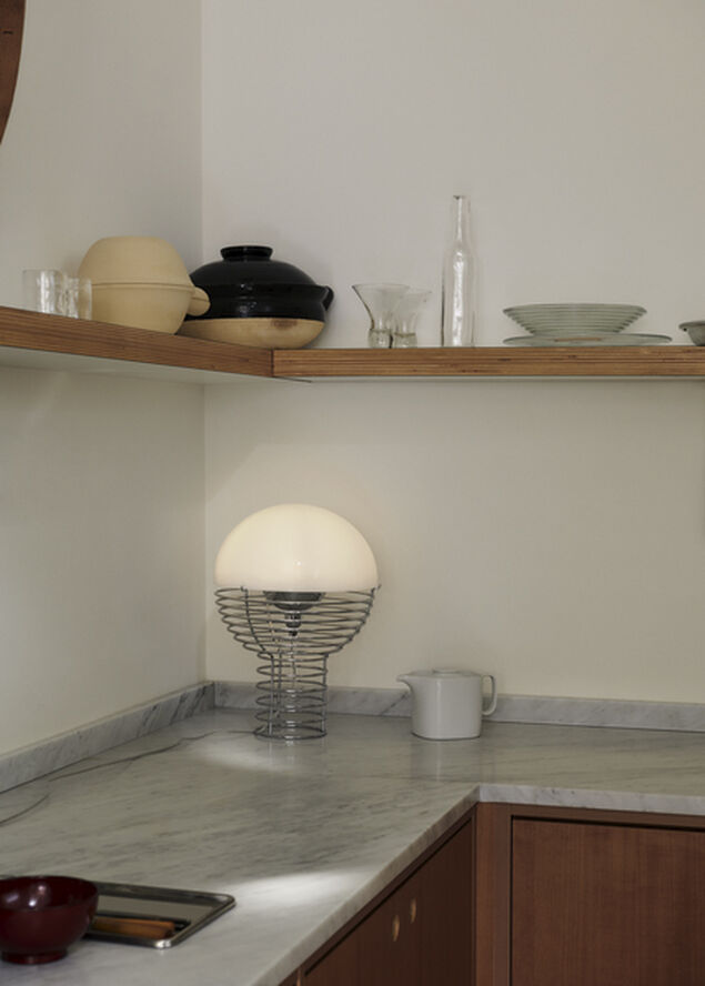 Verpan Wire Table Lamp Ø30 EU Chrome/white