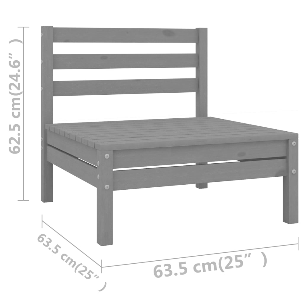 Salon de jardin meuble d'extérieur ensemble de mobilier 9 pièces gris bois de pin massif