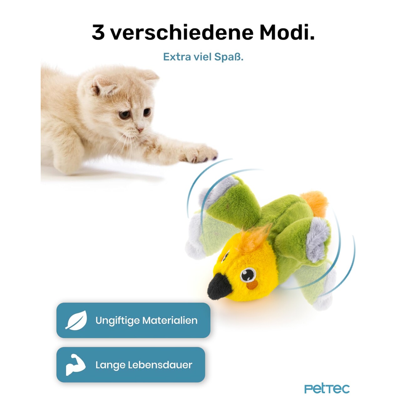 PetTec interaktives Plüschtier für Katzen - Papagei