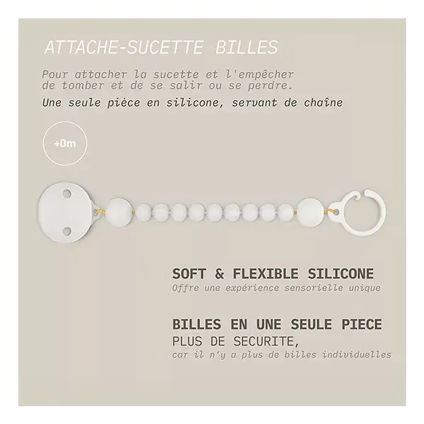 Prendedor de chupeta de silicone Suavinex, cor mostarda.