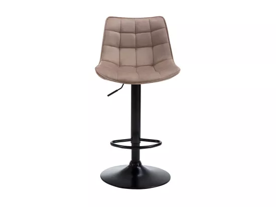 Lot de 2 tabourets de bar en velours et métal noir - Hauteur réglable - Beige - LIMA II