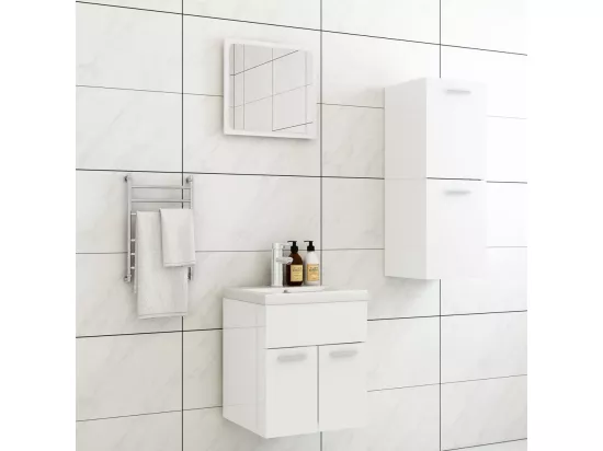 Ensemble de meubles de salle de bain Blanc brillant Aggloméré