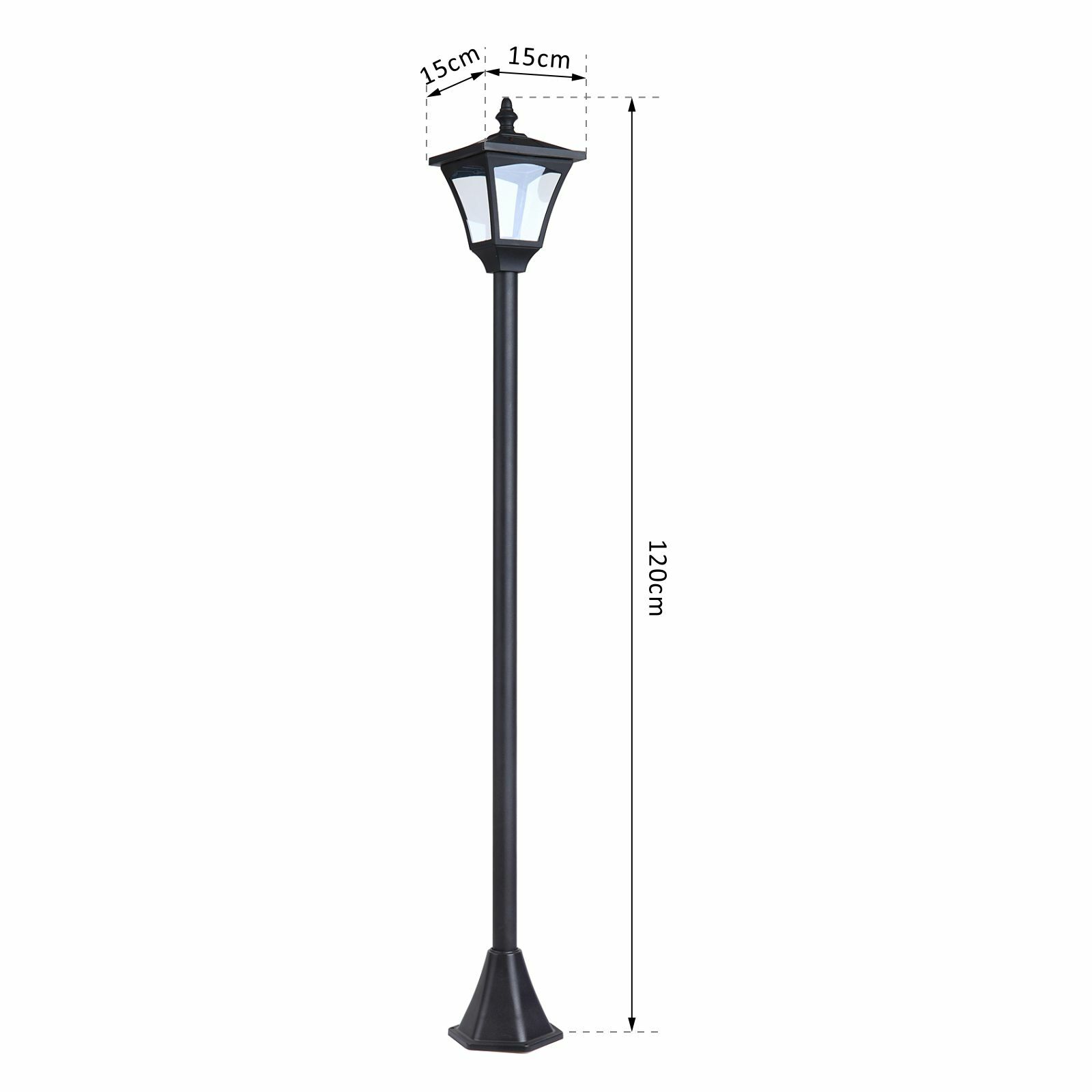 Outsunny Solar Laterne schwarz 15 x 15 x 120 cm (LxBxH)