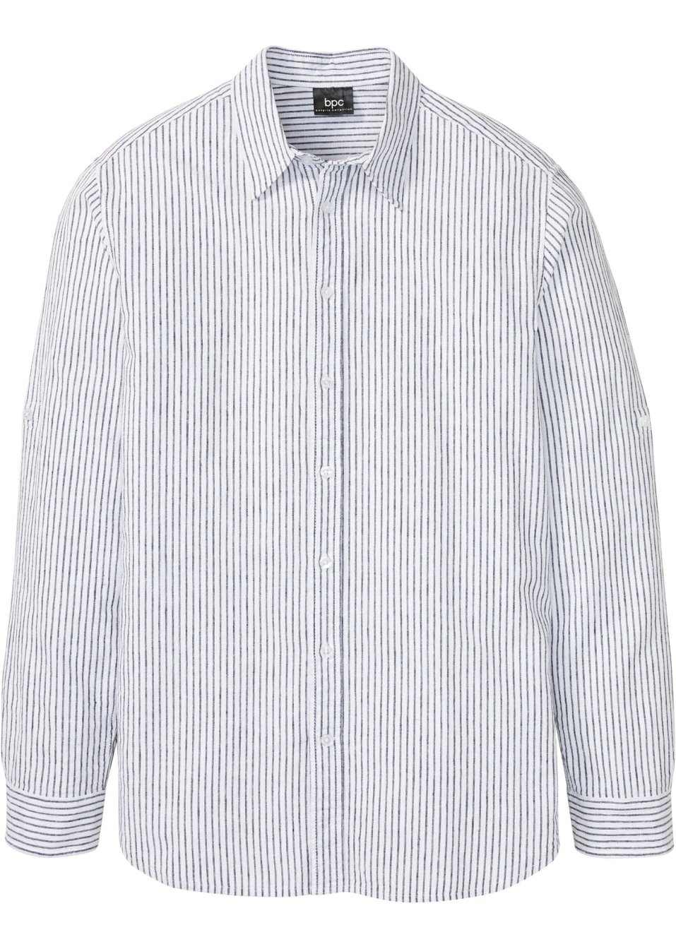 Chemise manches longues en lin majoritaire avec manches retroussables