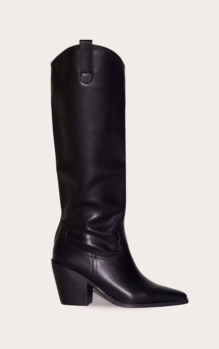 Noir Bottes Western Mi-mollet
