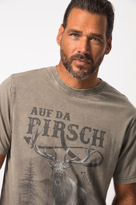 T-Shirt, Tracht, Halbarm, großer Print, Vintage Look, Brustprint, Rundhals
