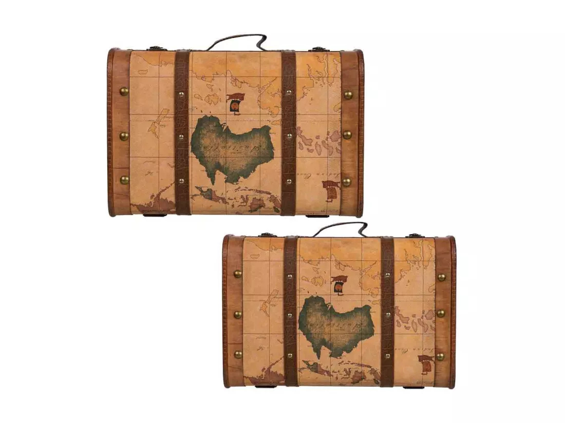 Valise en bois marron 45x30x16/38