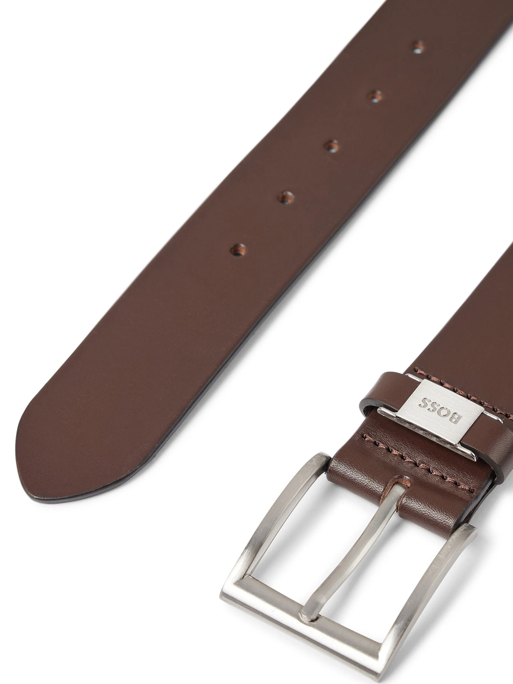 Bruin - BOSS Brushed Metal Leather Belt