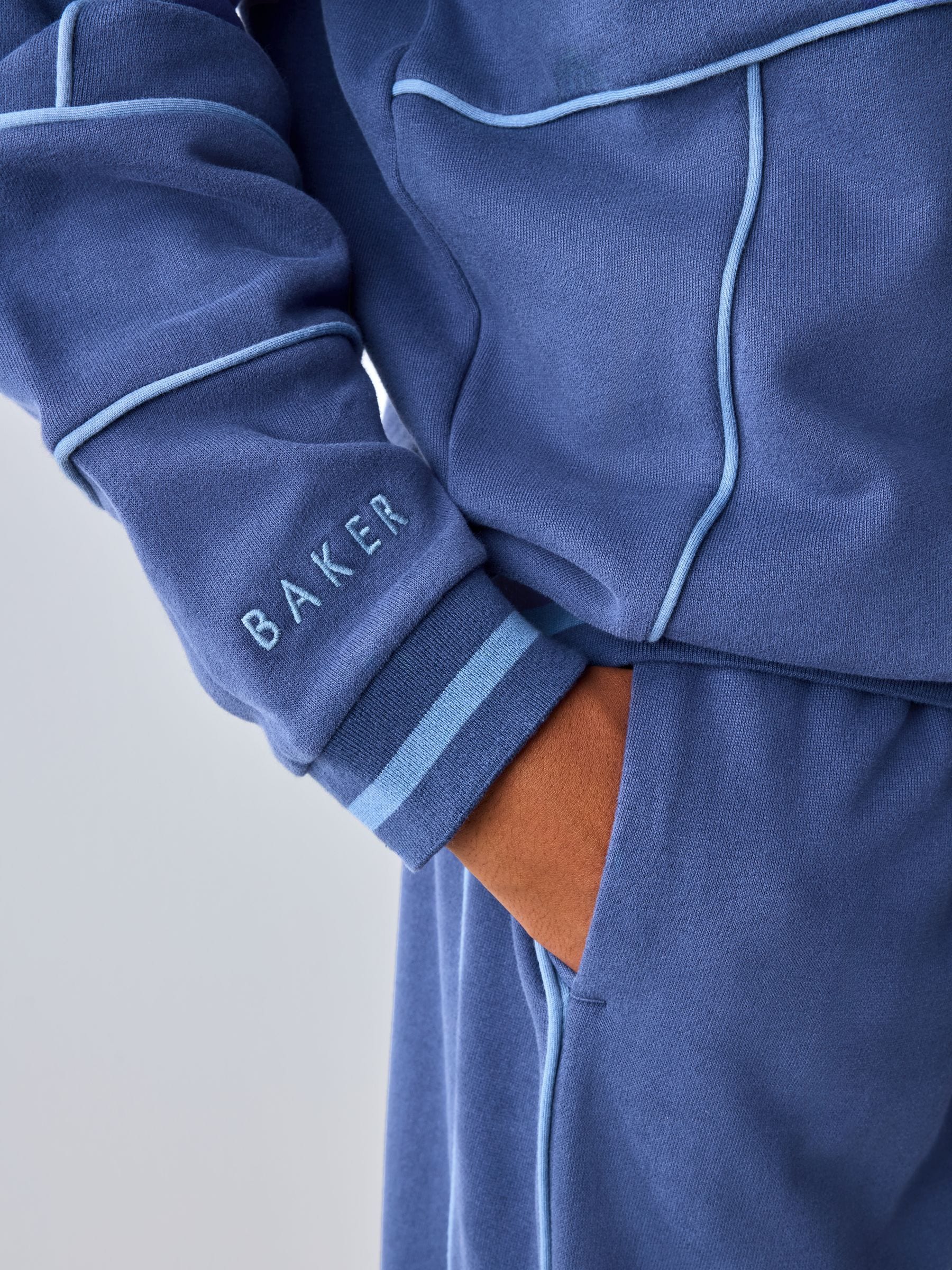 Kobaltblauw - Baker by Ted Baker Oversized Piped Hoodie and Joggers Set