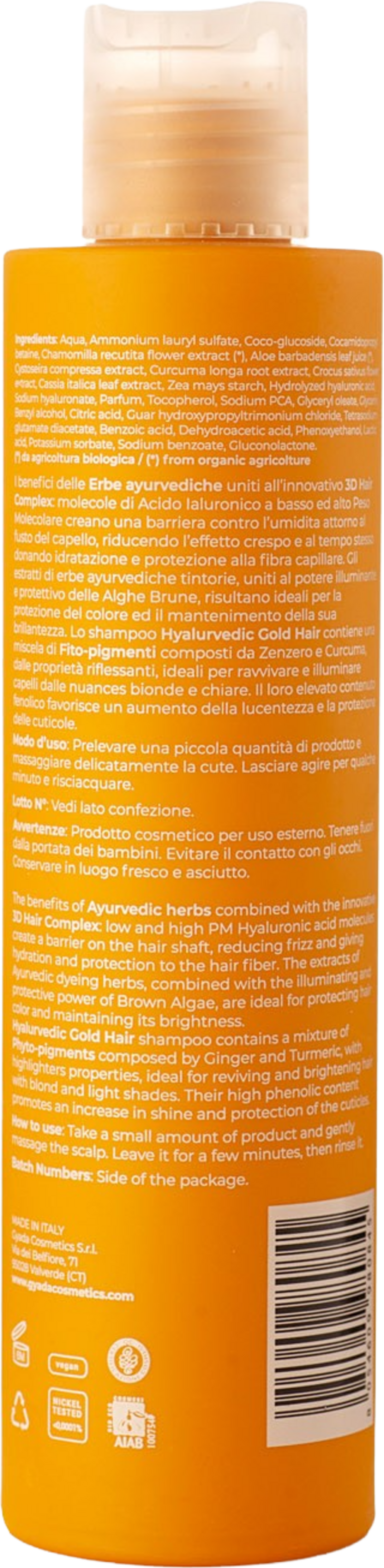 GYADA Cosmetics  Hyalurvedic Farbglanz-Shampoo Gold Hair, 200 ml
