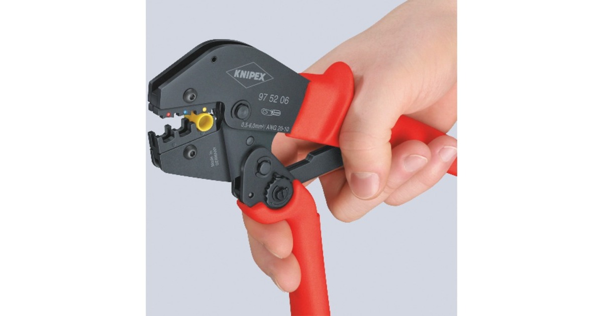KNIPEXKrimptang 97 52 06  (Rood/zwart, Ovale krimp, Openingsveer)