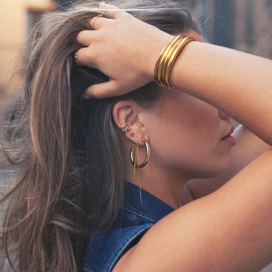 Timi Of Sweden Thea Chain Earrings Gold 9cm
