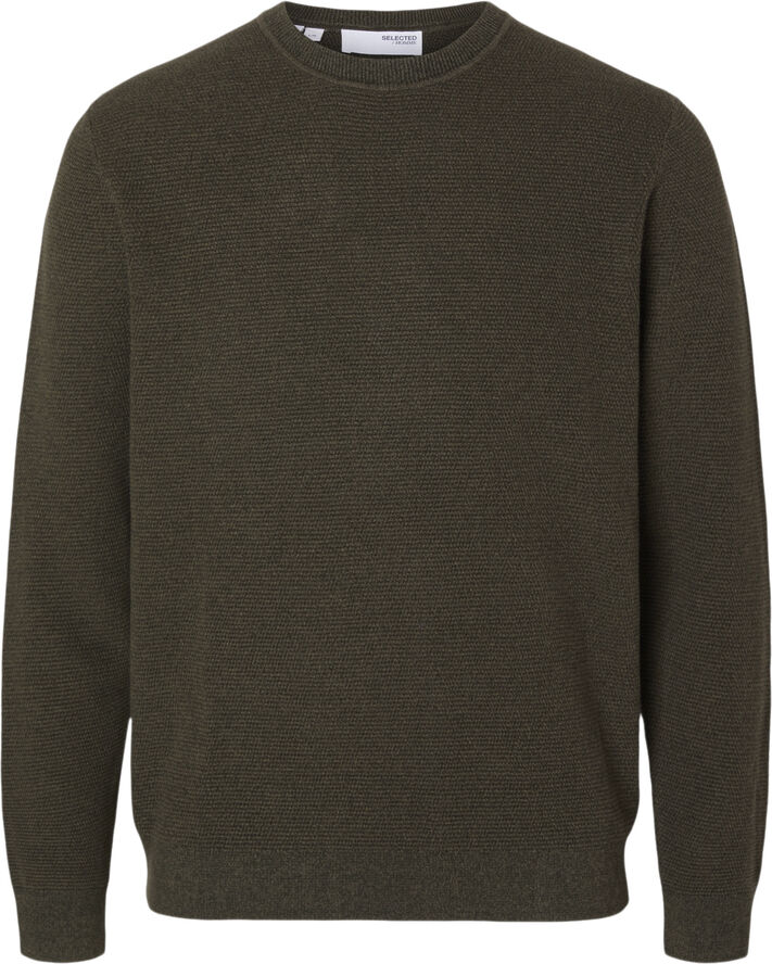 Selected Homme SLHROSS LS KNIT STRUCTURE CREW NECK Forest night/rain forest twist