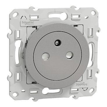 Prise 2 pôles + terre affleurante connexion rapide Odace Schneider Electric aluminium