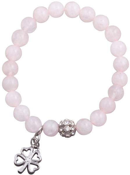 Armband - Rosenquarz \/ Kleeblatt