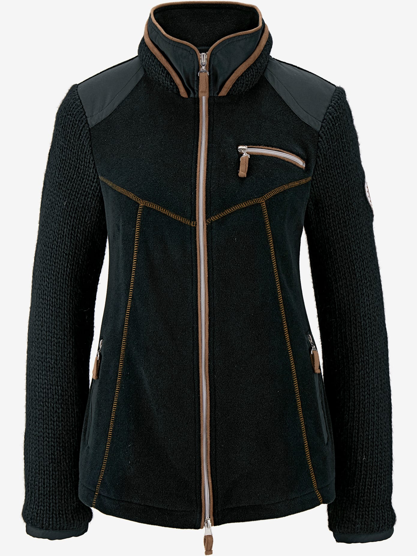 Veste sweat mélange polaire et tricot