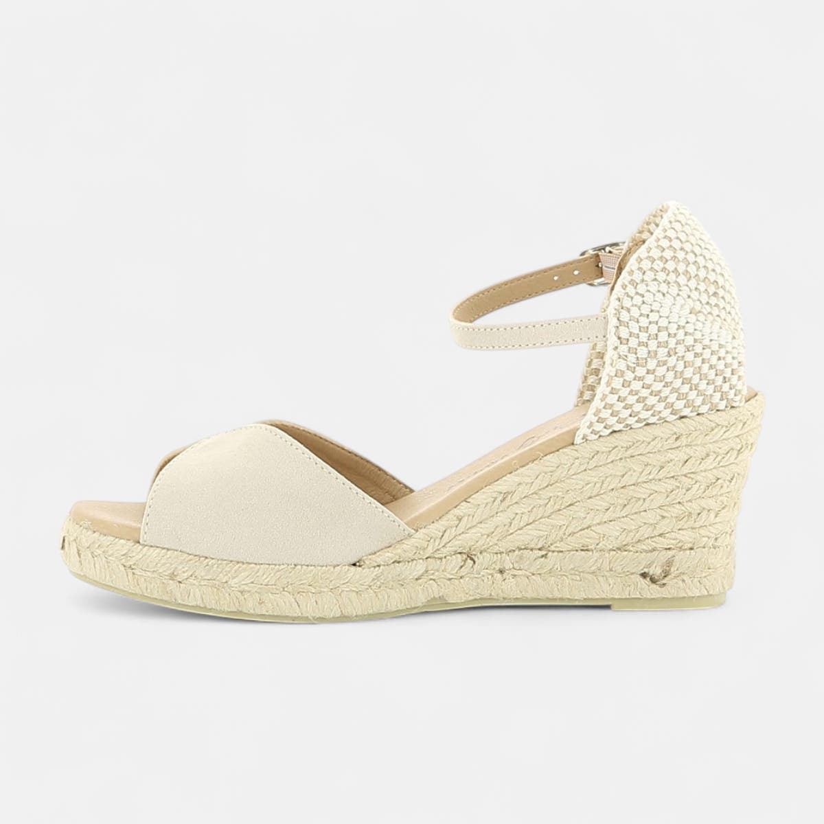Espadrilles à talon compensé Femme beige