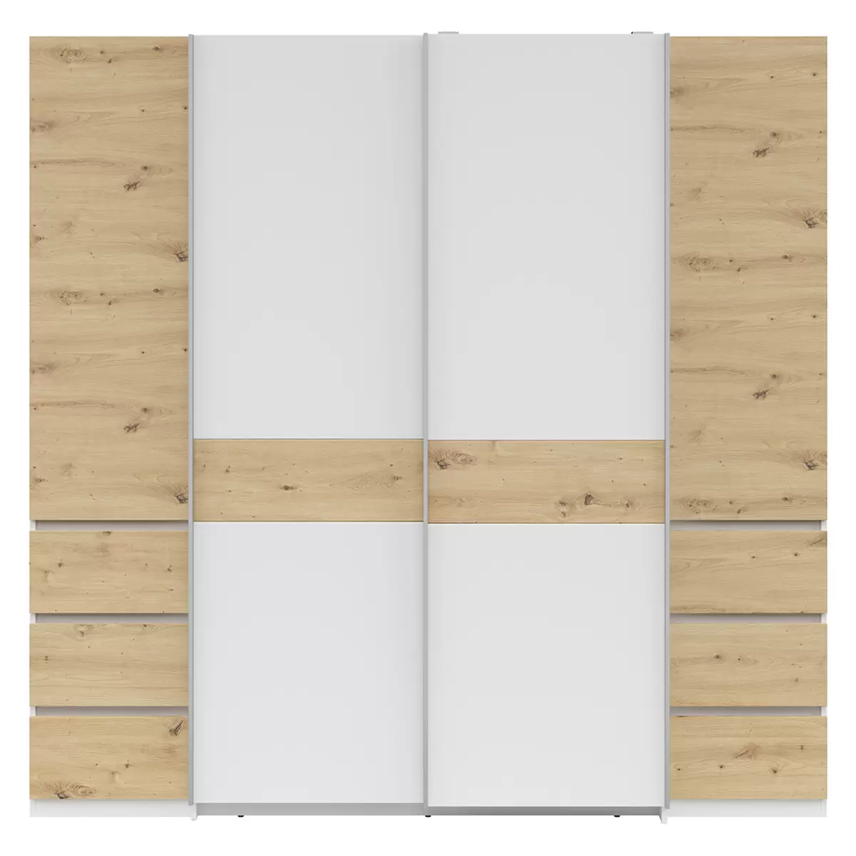 Kleiderschrank 4trg. Felsberg weiss,Artisan Eiche