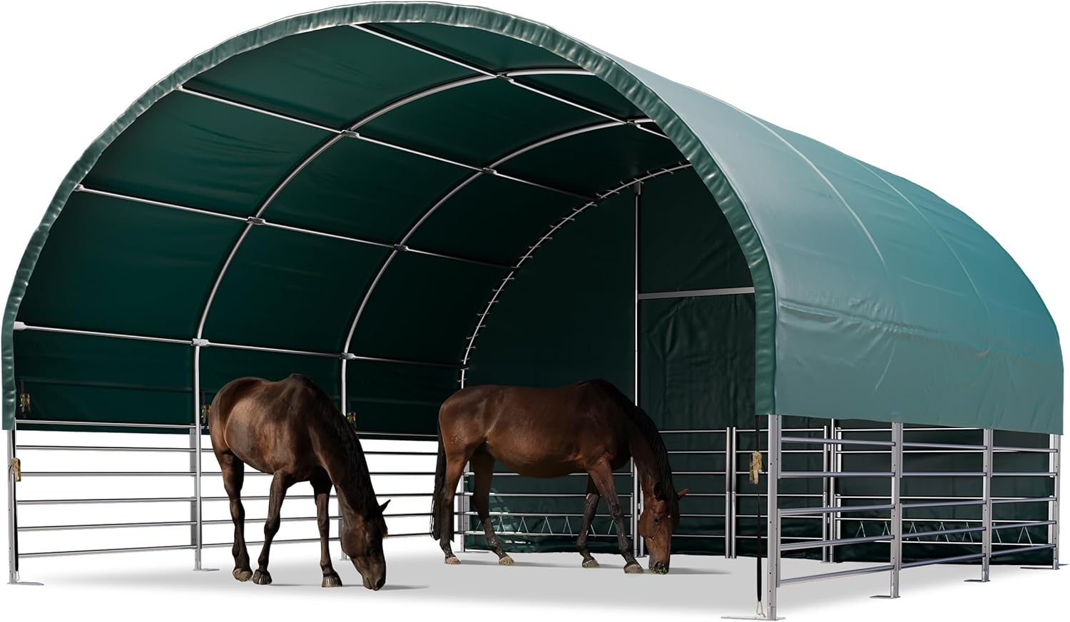 Weidezelt 6x6 m PVC Plane 2300 Newton Unterstand für Pferde Offenstall Weidehütte - für Erduntergrund - vorn offen - grün