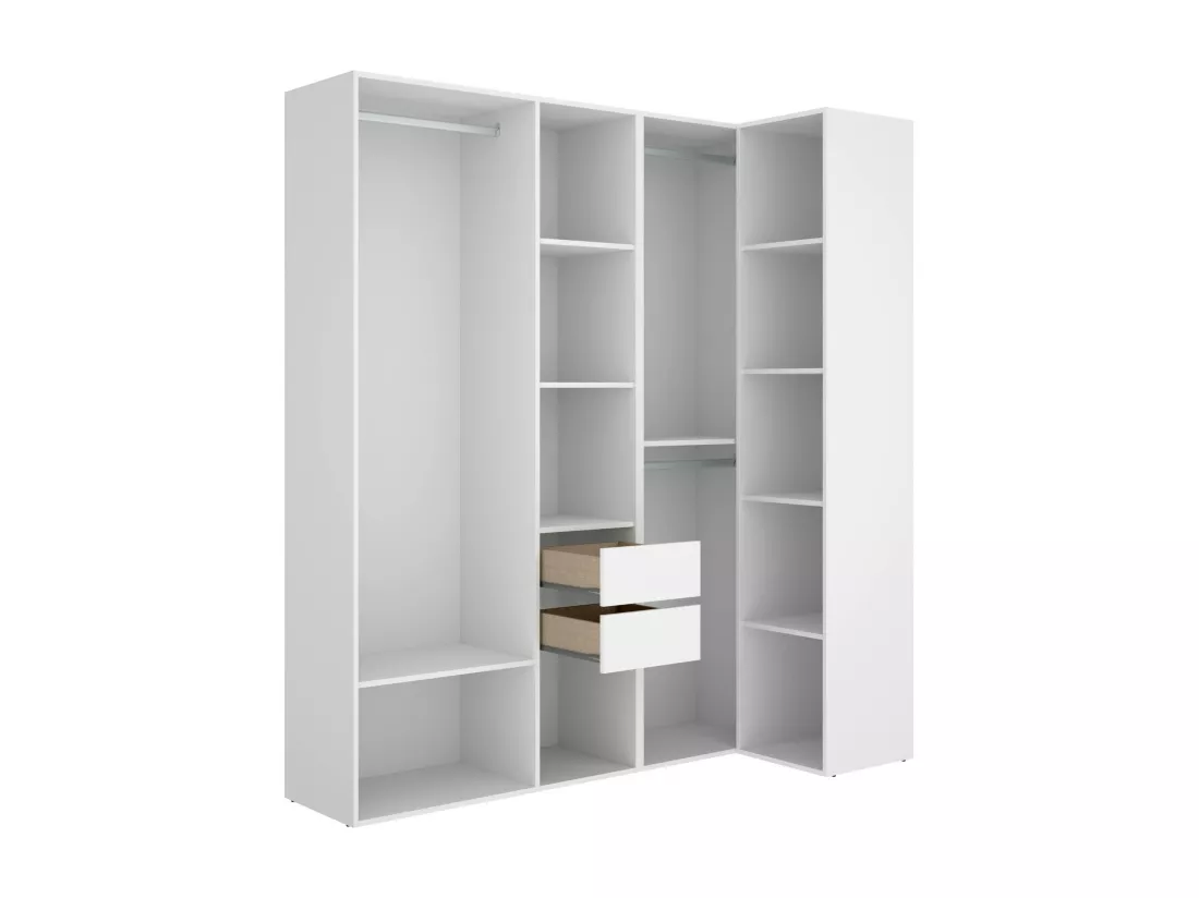 Grande Garde-robe Dda, Meubles de chambre, Penderie de plain-pied, Placard à vêtements, 183x85 h205 cm, Blanc et Chêne clair