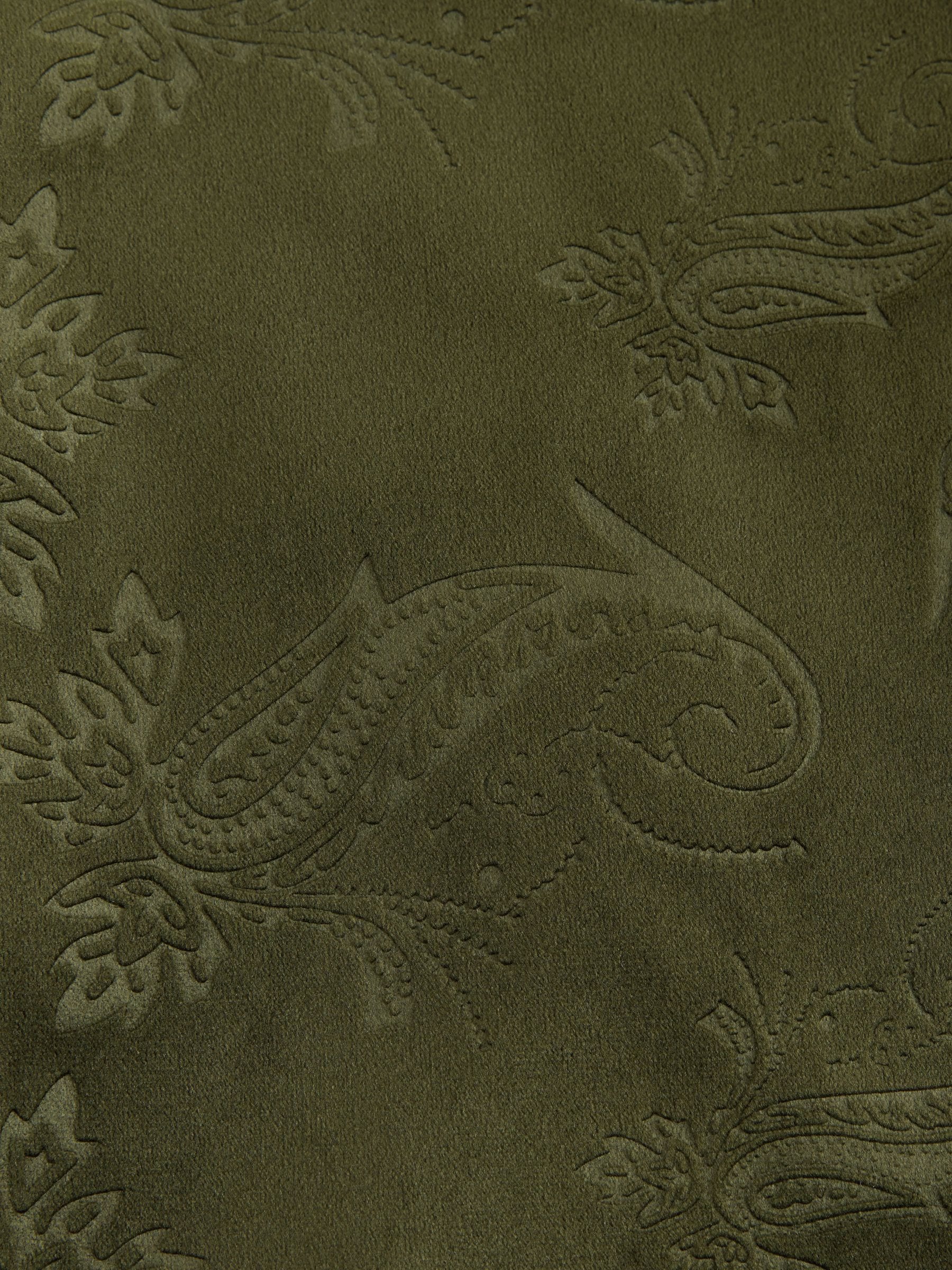 Olijfgroene Paisley - Normale Pasvorm - Fluwelen blazer met patroon