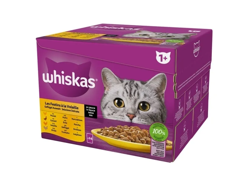 Whiskas WHISKAS Kylling, and og kalkun i sauce 24x85g
