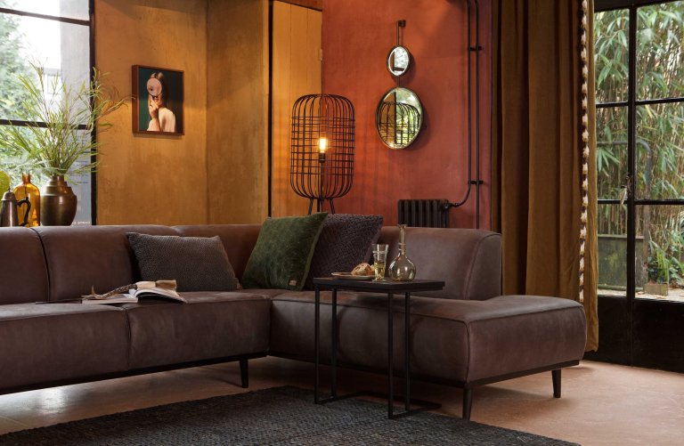 WOOOD Statement hoekbank rechts, velvet warm groen