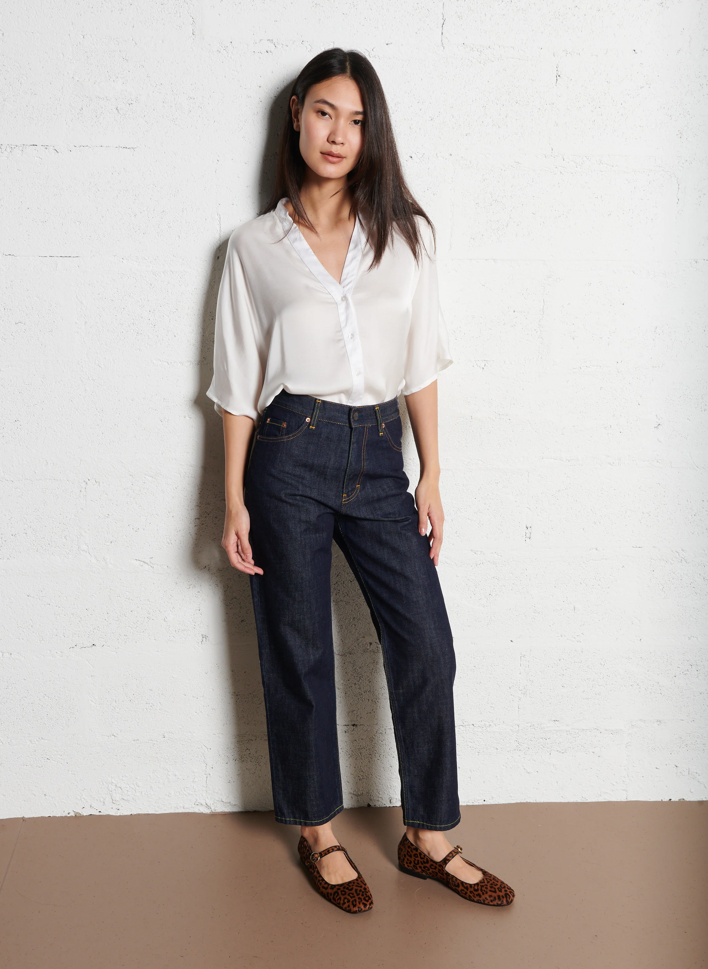 SPARK - Jean boyfriend taille haute en coton | Bleu