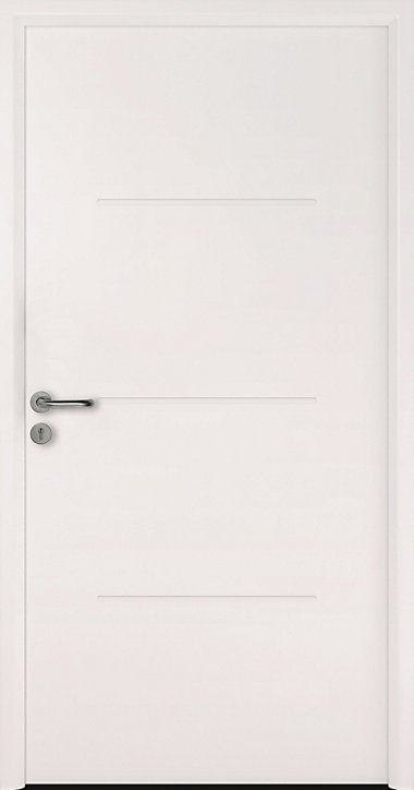 Porte d'entrée Hörmann acier galvanisé l.90 x h.215 cm poussant droit THP515 blanc ral 9016