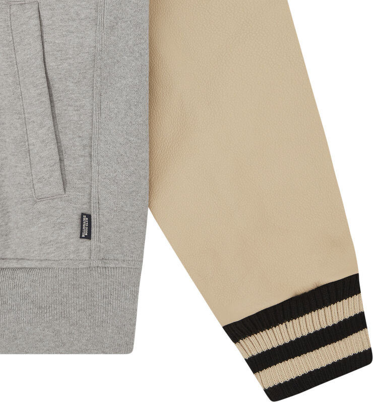 BILLIONAIRE BOYS CLUB STANDING ASTRO LEATHER SLEEVE HOODIE Heather grey