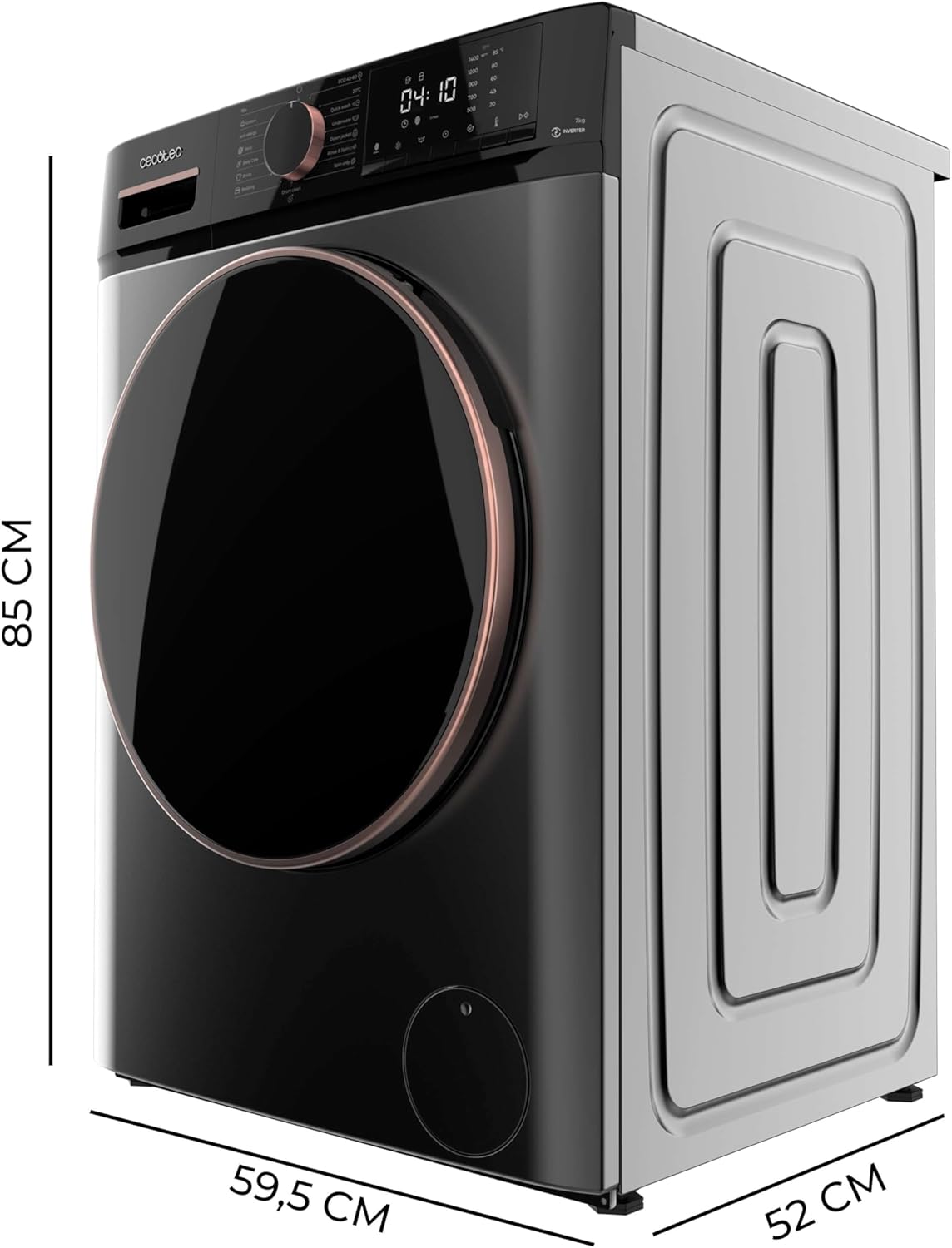 Cecotec Lave-linge 8 kg Bolero DressCode 8610 Inverter Steel A. Chargement Frontal, 1400 RPM, SteamMax, Motor Inverter Plus, 15 Programmes, OnSmart, Stop&Go, DrrumClean, Caoutchouc Antibactérien