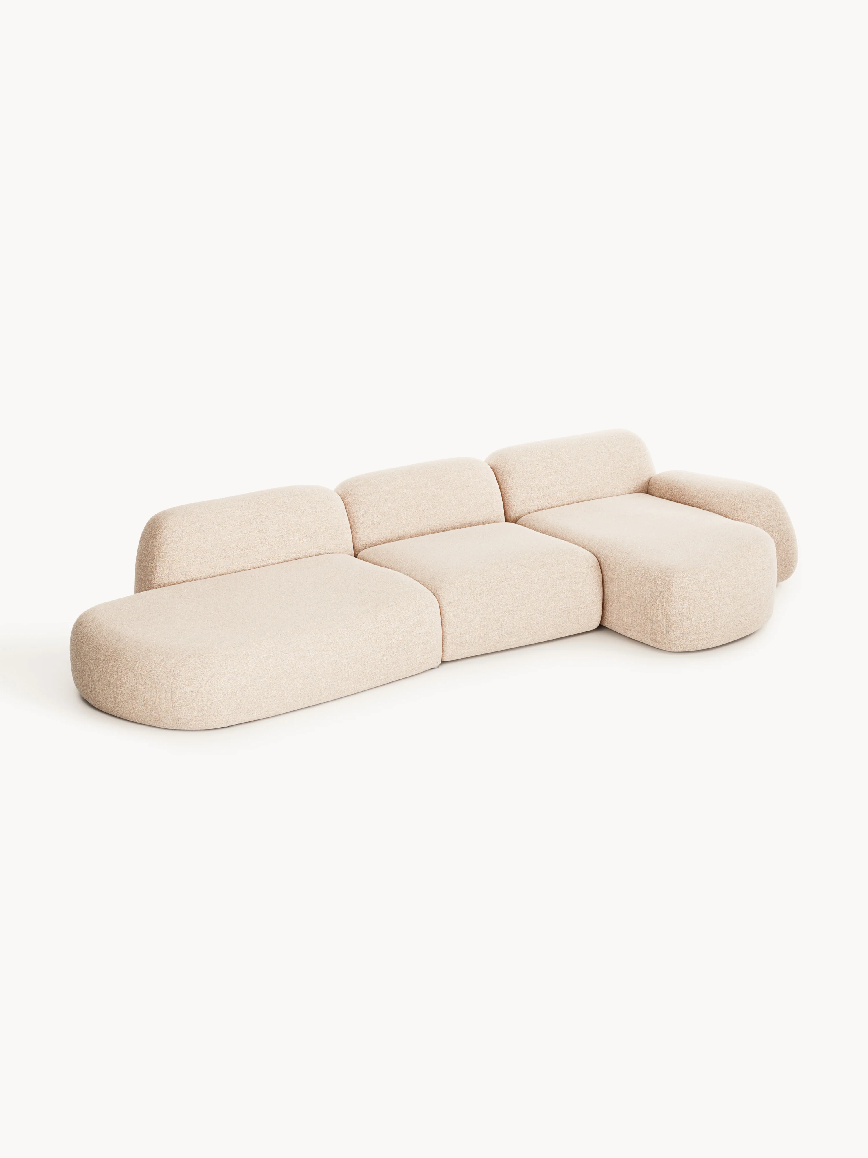 Modulaire bouclé hoekbank Wolke (4-zits) met chaise longue