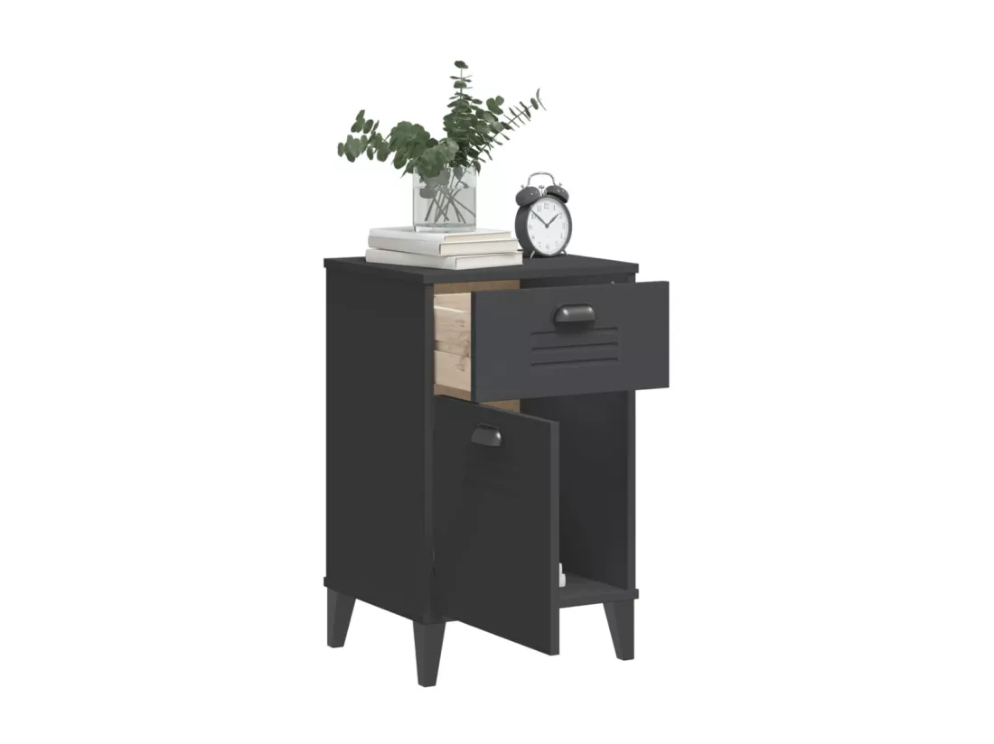 Table de chevet VIKEN gris anthracite bois de pin solide