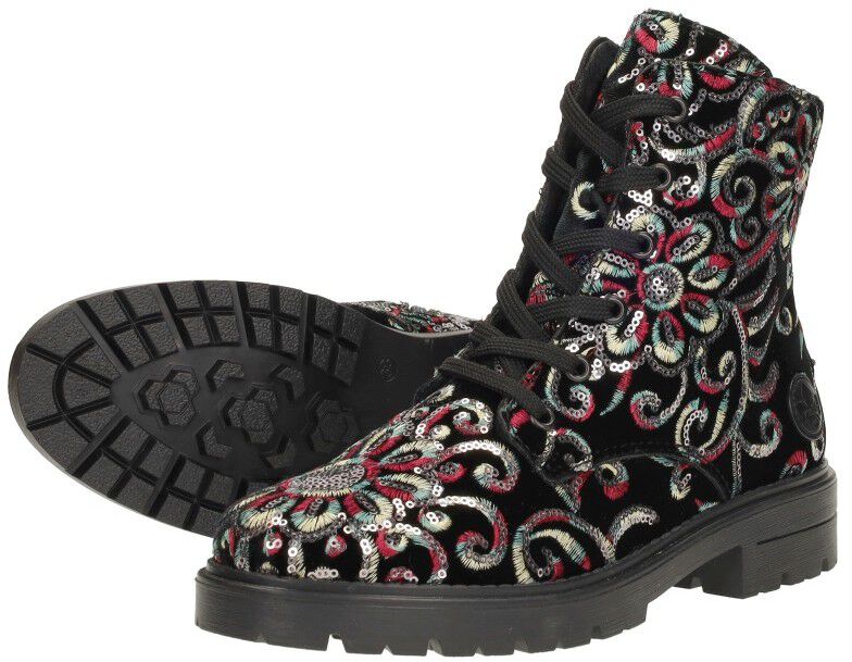 Rieker Veterschoenen Hoog zwart