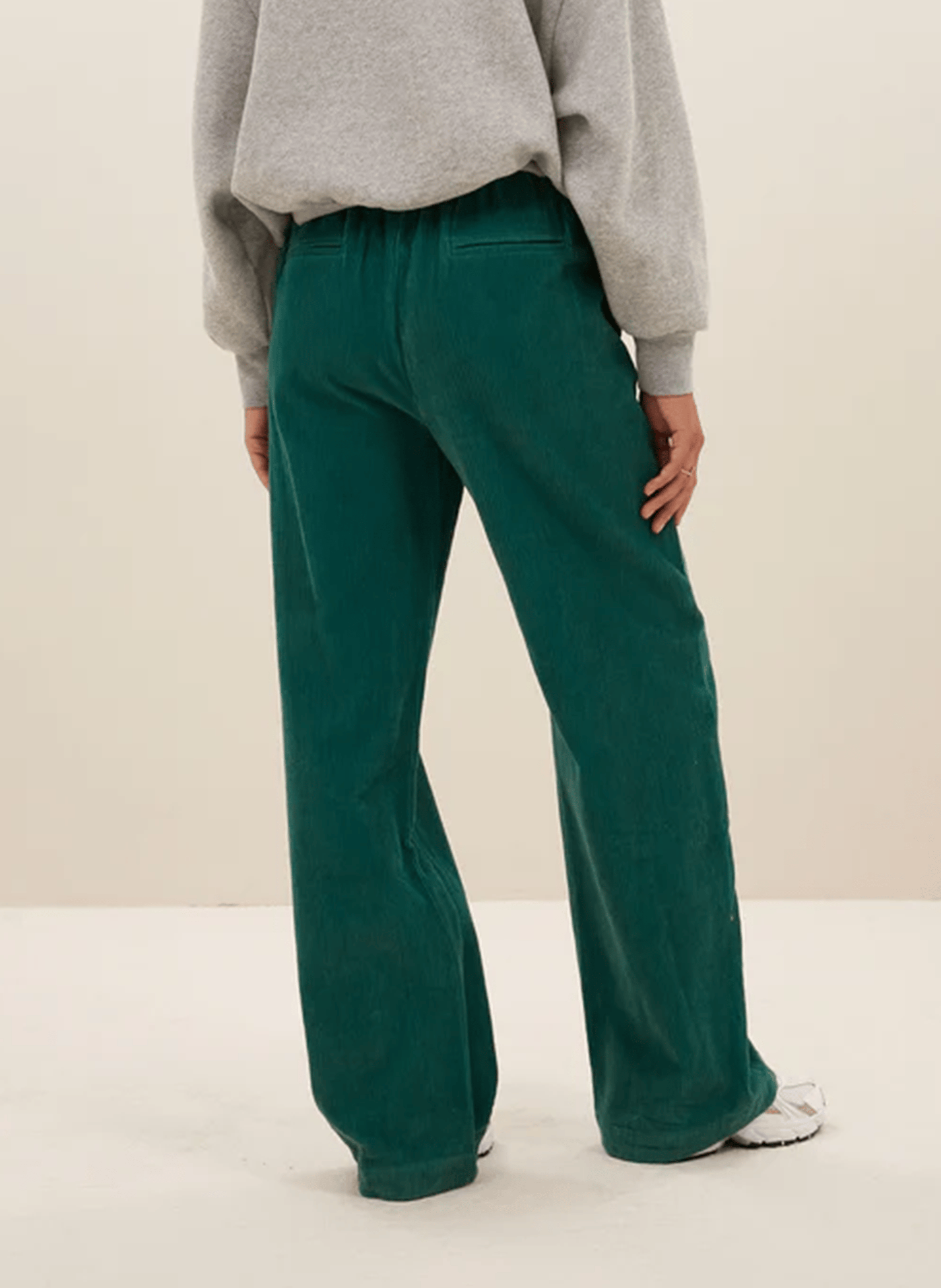 ODIN - Pantalon droit velours côtelé en coton | Vert