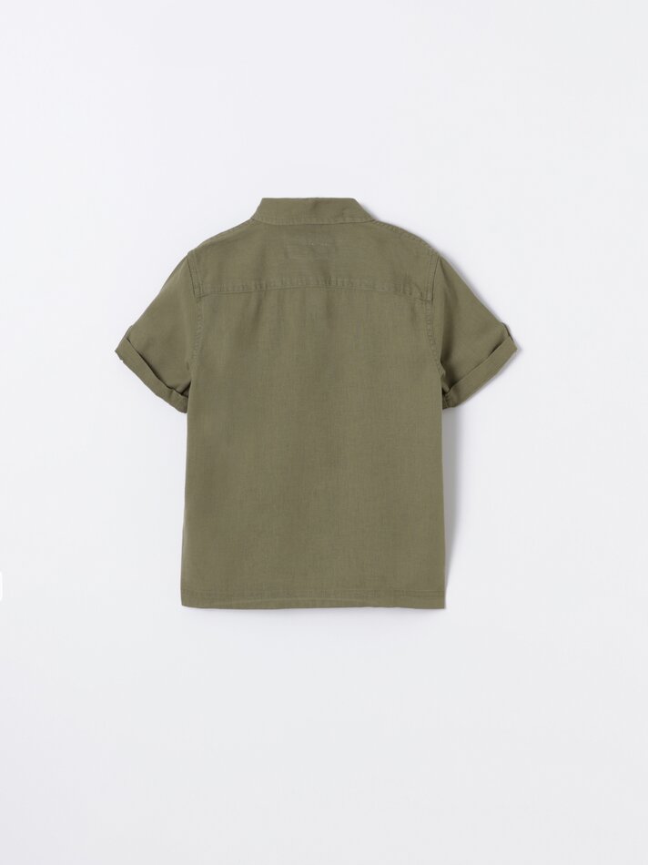 Camisa rústica de manga curta - Cáqui