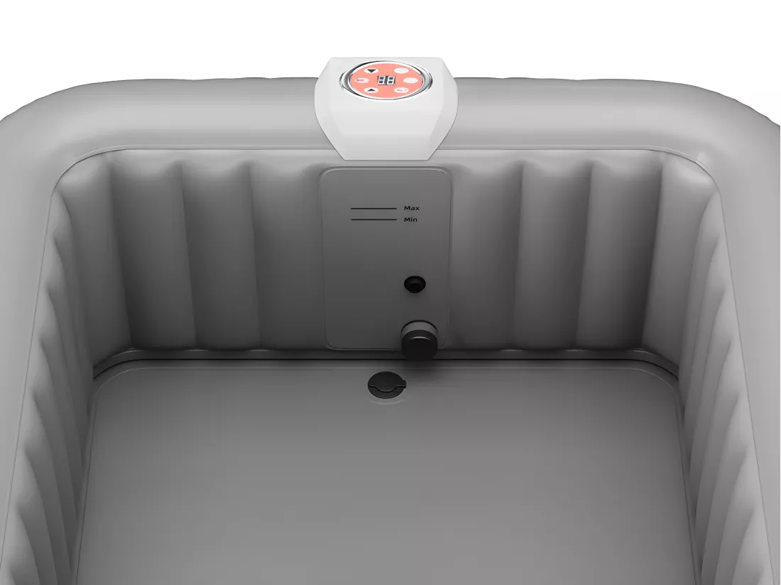 Spa gonflable carré 4 places - L154 x P154 x H65 cm - 120 buses d'air - Noir et gris - B-COSY II