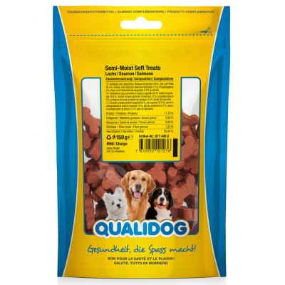 QUALIDOG Hundeleckerli Semi-Moist Knöcheli Lachs 150g
