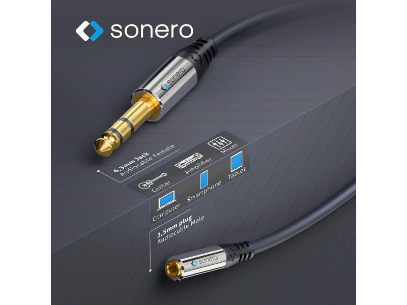 sonero Audio-Kabel 6.3 mm Klinke - 3.5 mm Klinke 0.25 m sonero 6,3mm auf 3,5mm Audio Adapter Kabel 0,25m
