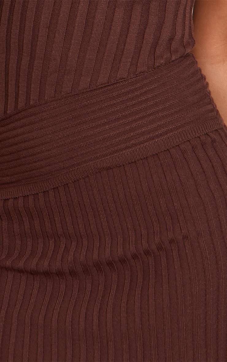 Chocolat Jupe Mini En Maille Côtelée