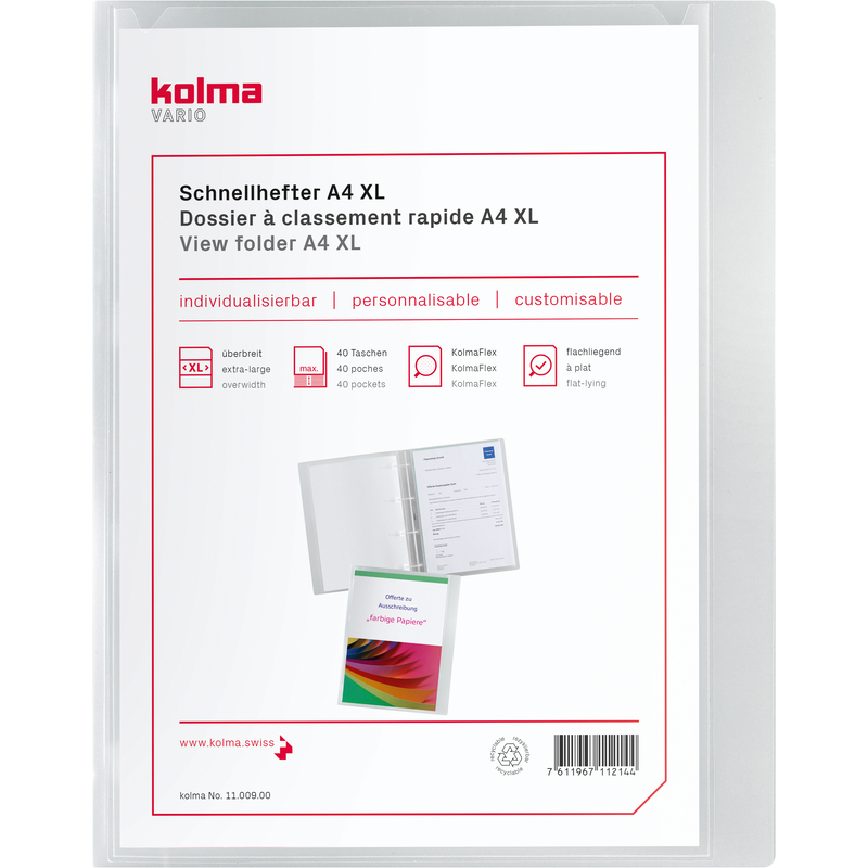 Kolma Schnellhefter Vario XL, A4, transparent