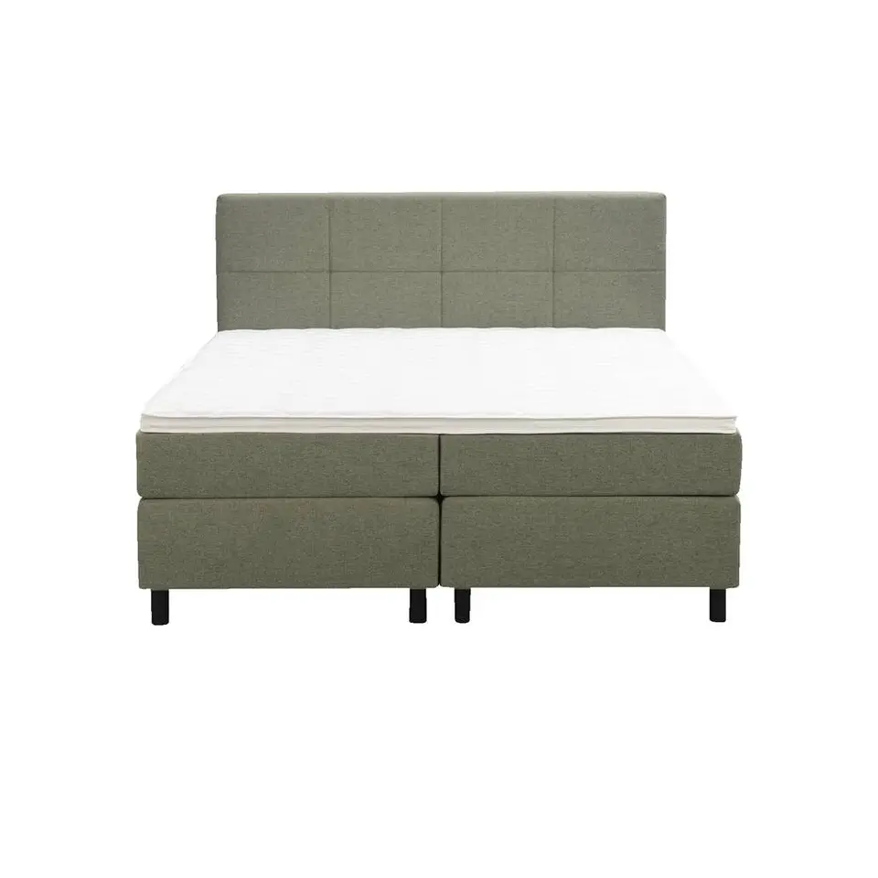 Boxspring Liv geblokt - groen - 160x200 cm - ronde poot