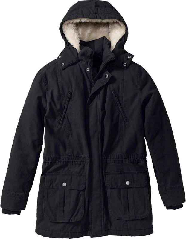 Winterparka met capuchon met teddy voering
