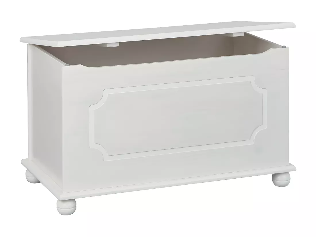 KALISHA - Coffre à Jouets Bois Massif Vernis Blanc