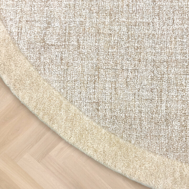 Rond vloerkleed laagpolig - Elena Border Beige - Handgetuft