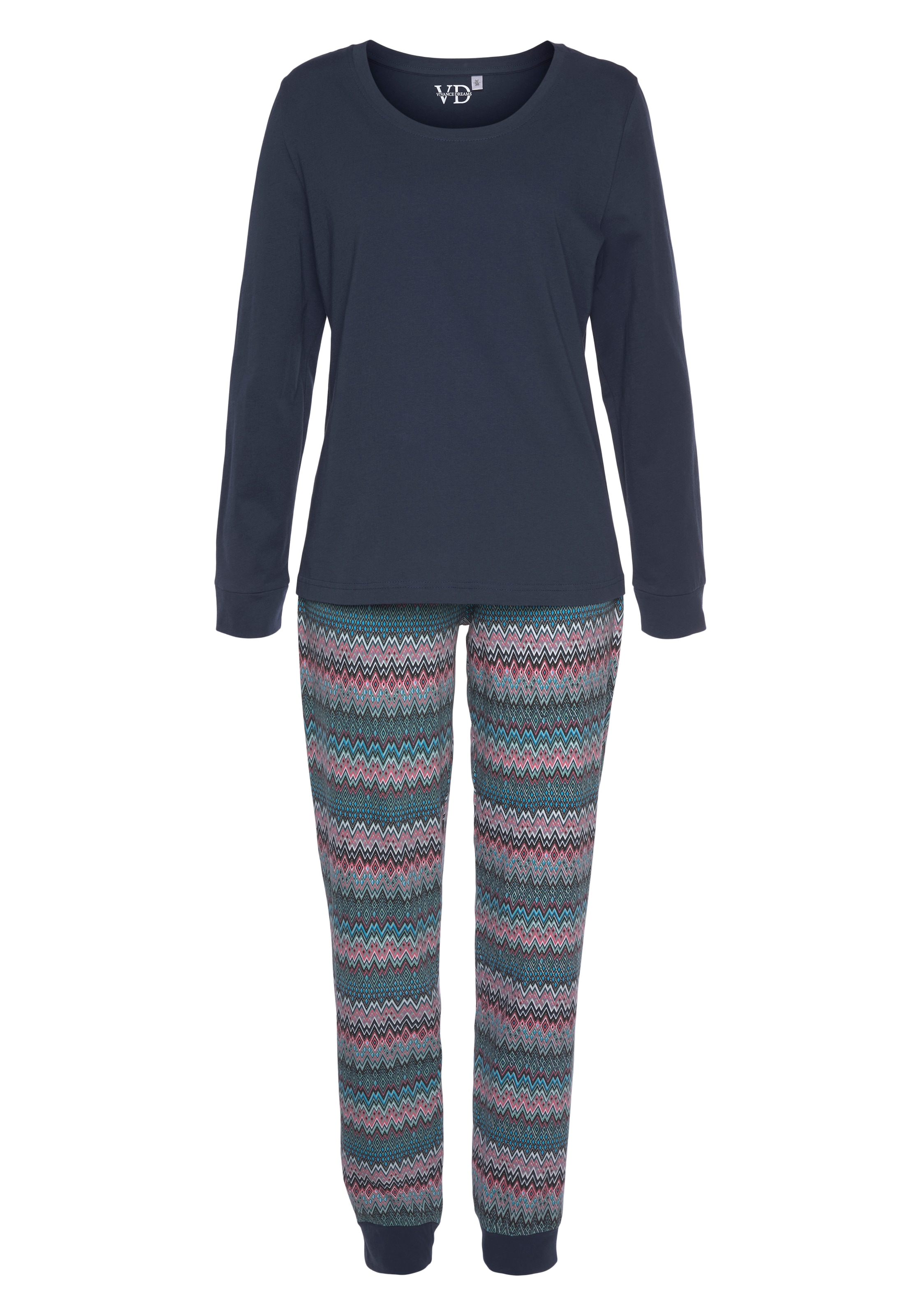 Vivance Dreams Pyjama 2 Stk. tlg., mit buntem  Zick-Zack-Muster