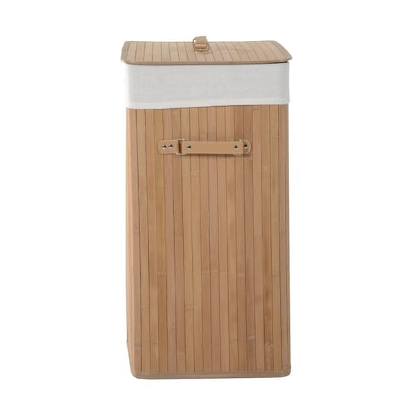 Skittentøyskurv 100L Vaskeboks Vaskeoppsamler Med Lokk, Lerretspose, Bambus, Natur, 52X32X63Cm