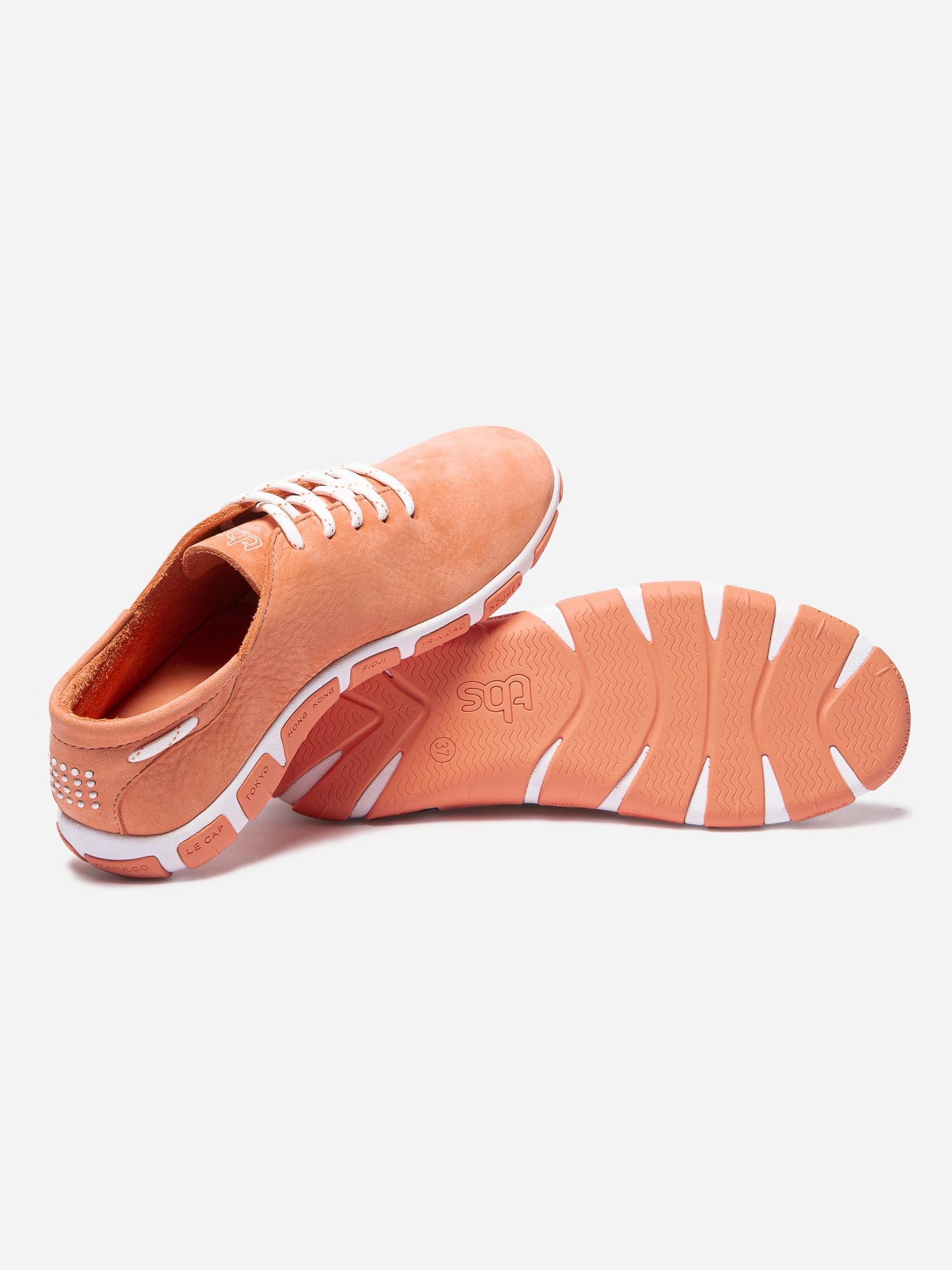 Tennis Femme Confort Cuir Nubuck Orange